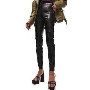 Topshop pants faux leather croc effect legging black size 4